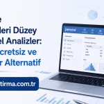 Turkish ad banner for Jamovi: basic and advanced statistical analyses, with a laptop showing the Jamovi interface and charts on screen.